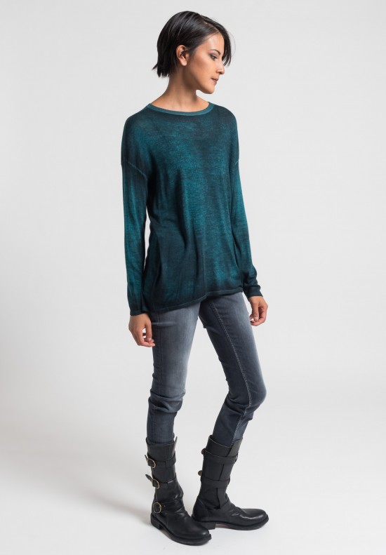 Avant Toi Cashmere/Silk Lightweight Sweater in Turquoise	