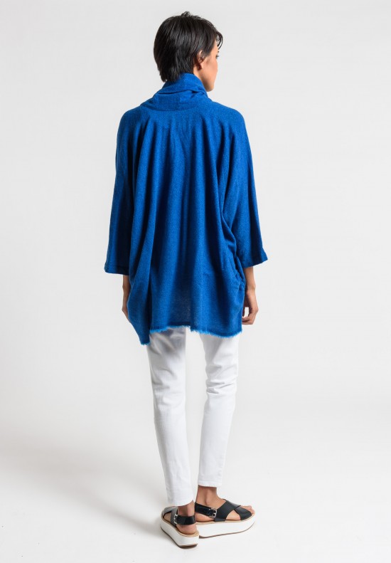 Daniela Gregis Washed Cashmere Shawl Collar Jacket in Turquoise/Blue Ink	
