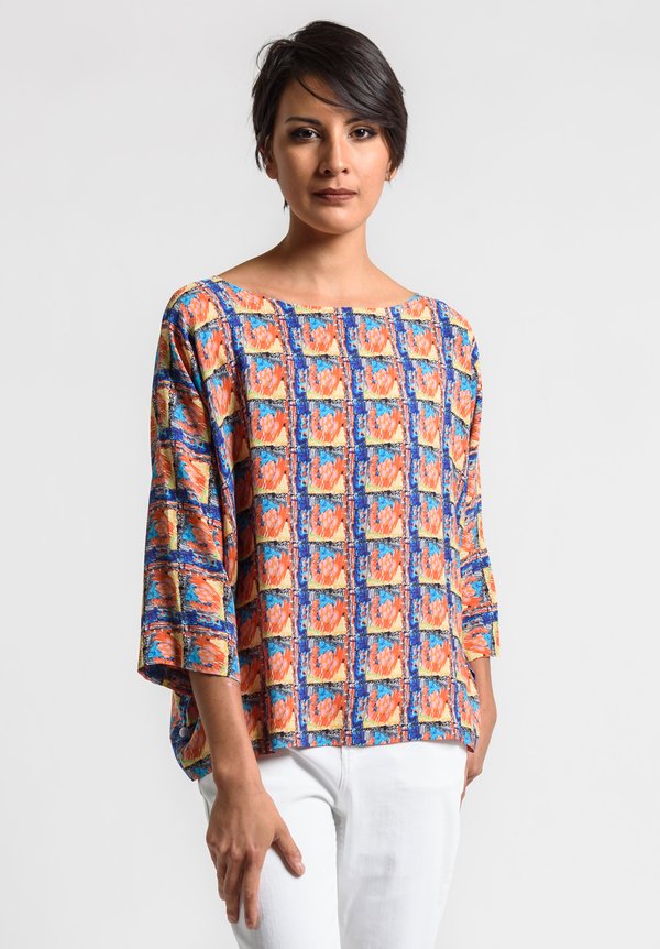 Daniela Gregis Special Print Silk Top in Multi-Pattern