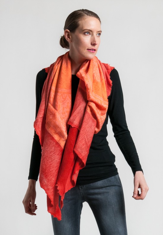 Avant Toi Cashmere/Silk Paisley Print Scarf in Canyon	
