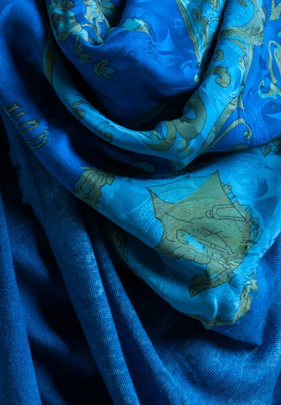 Avant Toi Cashmere/Silk Wooing of the Shepherdess Print Scarf in Cuba