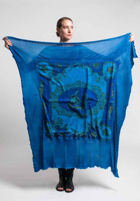 Avant Toi Cashmere/Silk Wooing of the Shepherdess Print Scarf in Cuba