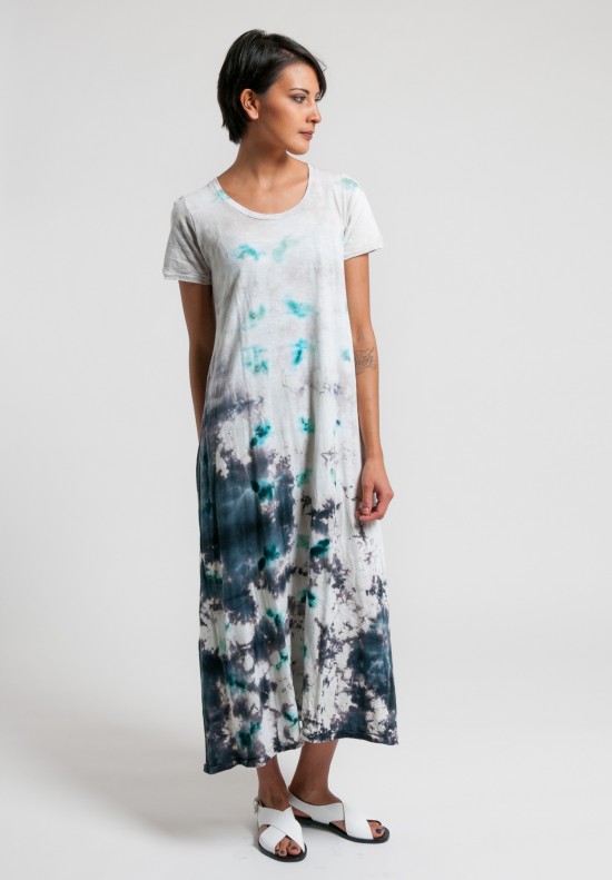 Gilda Midani Pattern Dyed Short Sleeve Monoprix Dress in Lisbon Stain