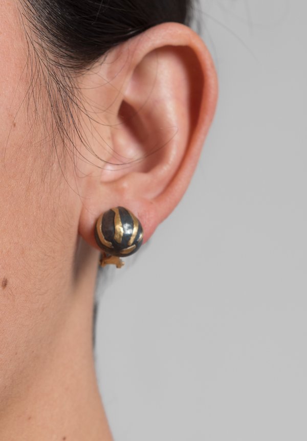 Yossi Harari 24k & Oxidized Gilver Libra Earrings	