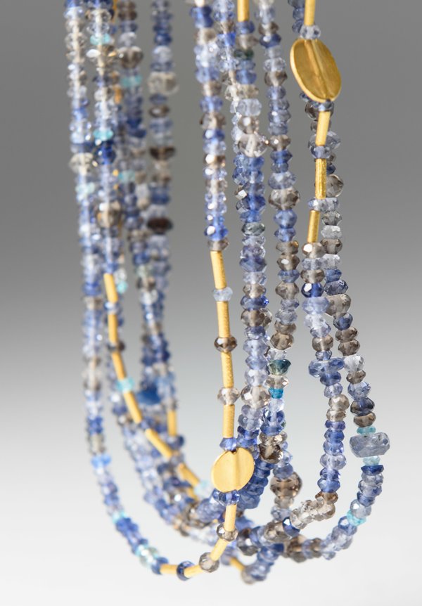 Yossi Harari 24k, Sapphire, Aquamarine, & Smokey Quartz Necklace	