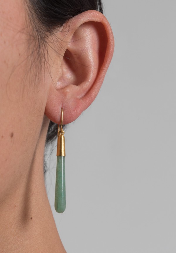 Yossi Harari Green Aventurine & 24K Drop Earrings