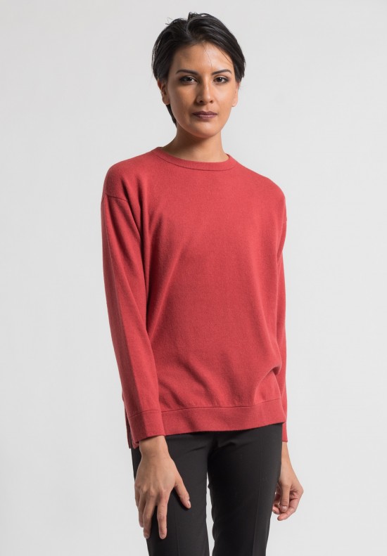 Brunello Cucinelli Cashmere Boxy Sweater in Red	