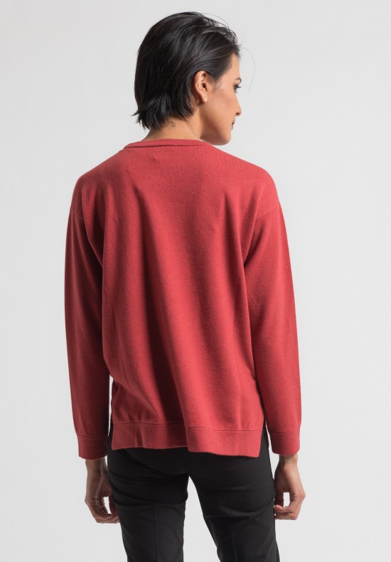 Brunello Cucinelli Cashmere Boxy Sweater in Red	