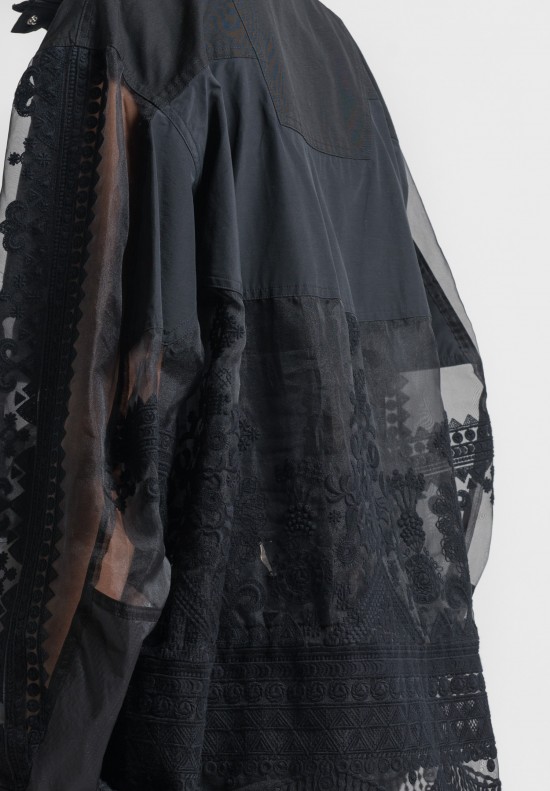 Sacai Tribal Embroidery Blouson Anorak Jacket in Black	