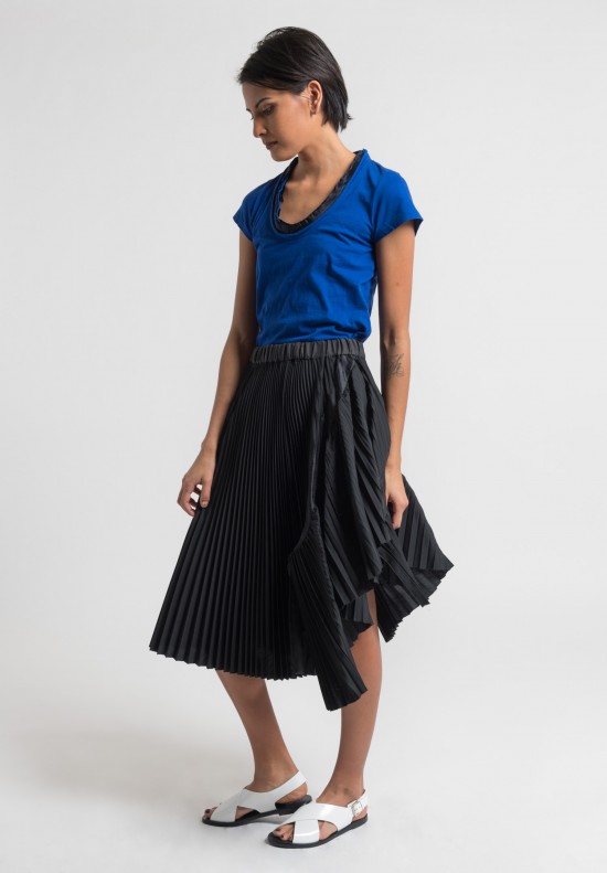 Sacai Pleated Classic Shirting Skirt in Black	