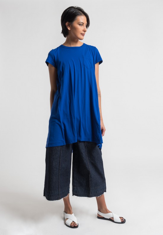 Sacai Over-Dyed Jersey Pleated Insert Tunic Dress in Blue	