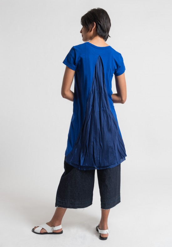 Sacai Over-Dyed Jersey Pleated Insert Tunic Dress in Blue	