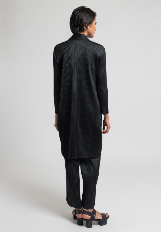 Issey Miyake Pleats Please V-Neck Pleated Tunic/Dress in Black	