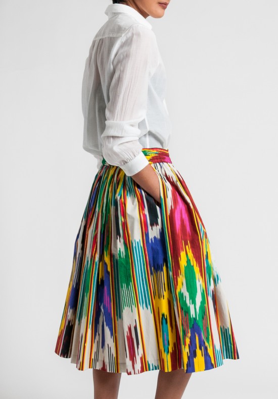 Etro Cotton Ikat Printed Skirt in Multi Color