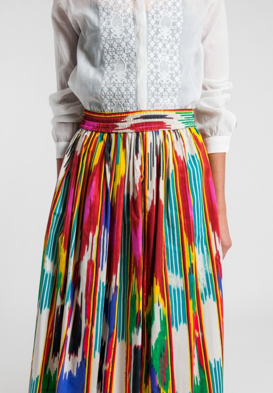 Etro Cotton Ikat Printed Skirt in Multi Color
