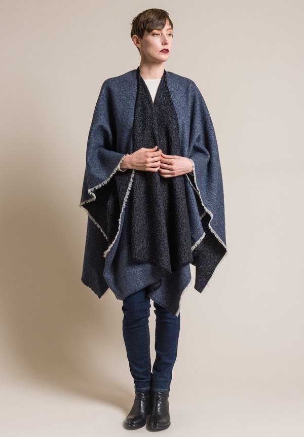 Alonpi Cashmere Cashmere/Wool Blend Fleet Cape in Charcoal