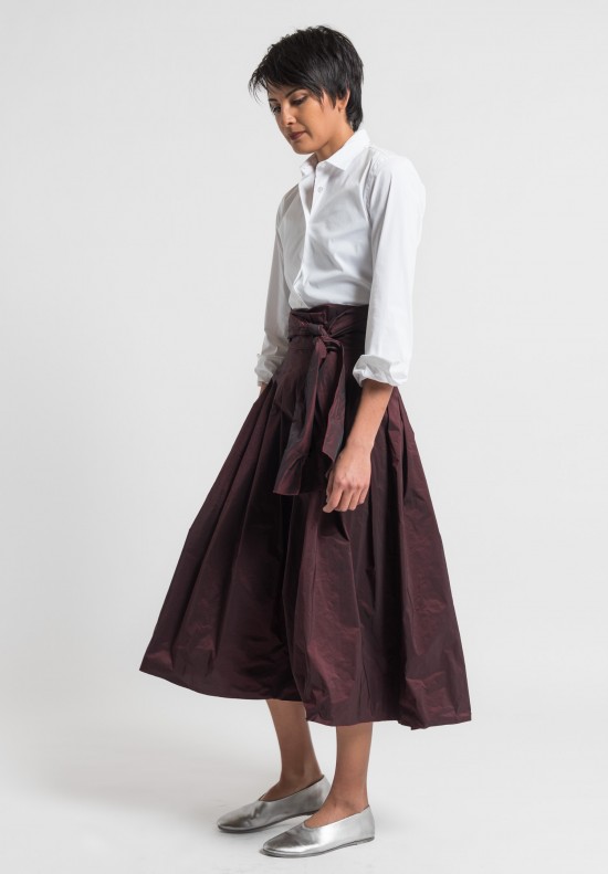 Pauw Pleated Taffeta Skirt in Merlot	