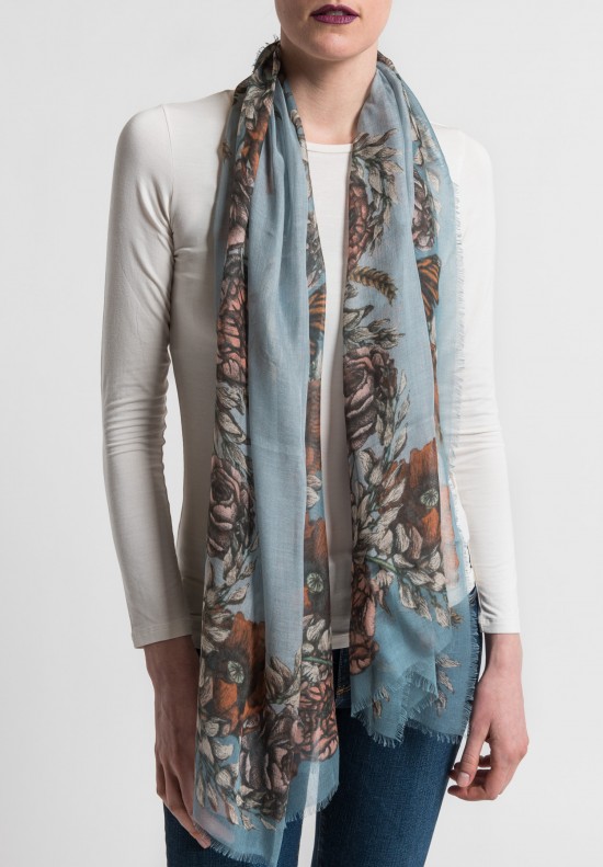 Sabina Savage The Poppy and Peony Long Sheer Scarf in Storm/Slate	