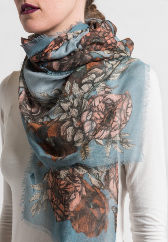 Sabina Savage The Poppy and Peony Long Sheer Scarf in Storm/Slate	
