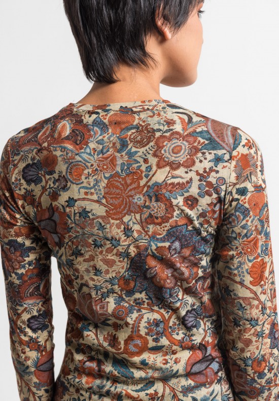 	Gary Graham Long Sleeve Indienne Floral Top in Red