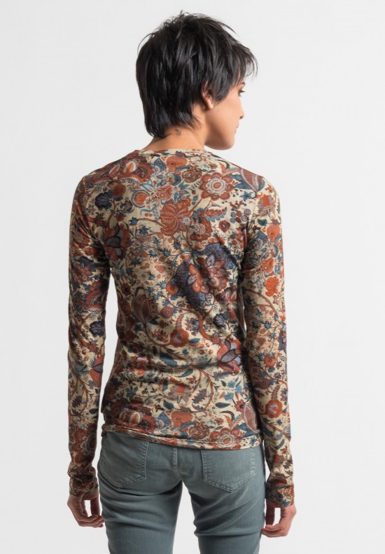 	Gary Graham Long Sleeve Indienne Floral Top in Red