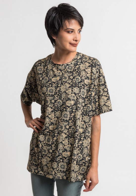 	Gary Graham Oversized Indienne Floral Top in Black