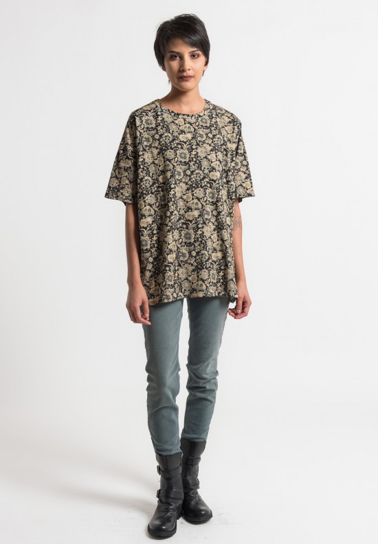 	Gary Graham Oversized Indienne Floral Top in Black