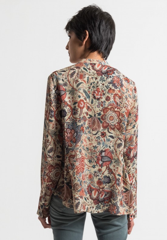 	Gary Graham Silk Indienne Floral Blouse in Red