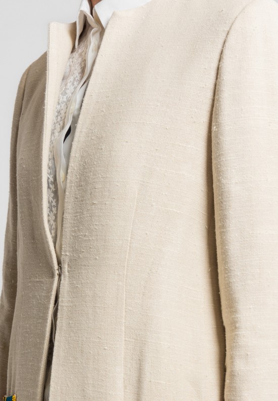 Etro Silk/Hemp Collarless Jacket in Ecru	