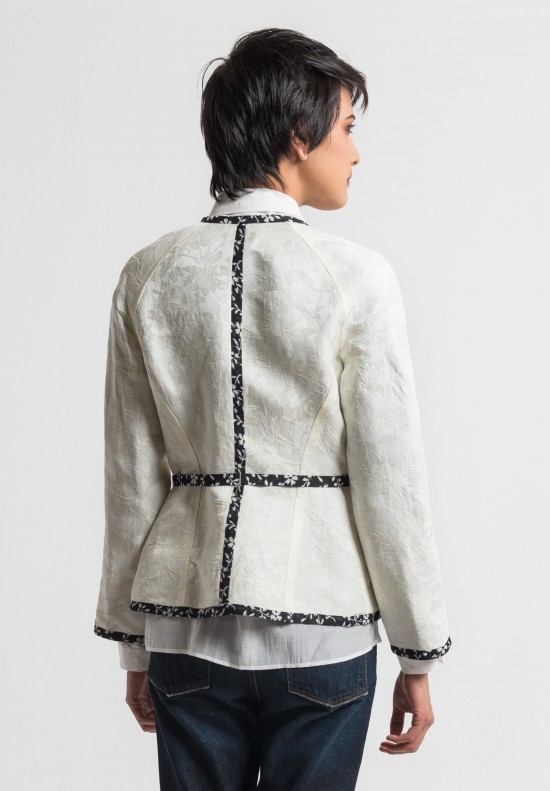 Etro Floral Jacquard Kimono Jacket in White	