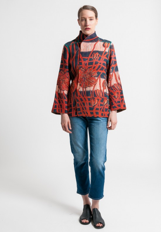 Mieko Mintz 4-Layer Vintage Cotton Short Jacket in Rust/Black	