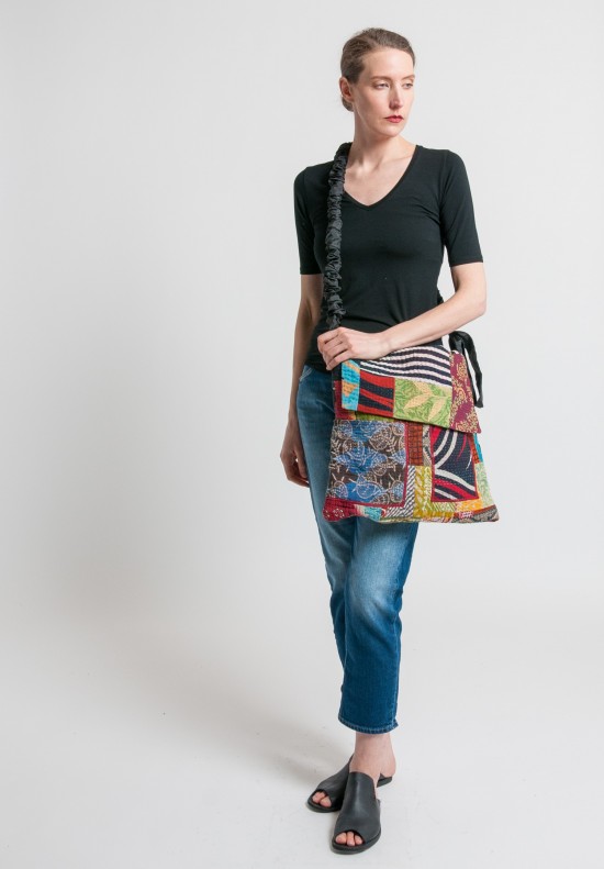 Mieko Mintz 5-Layer Vintage Cotton Messenger Bag in Patchwork	