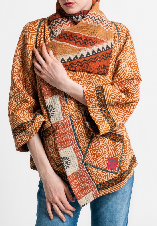Mieko Mintz 5-Layer Vintage Cotton Circular Jacket in Rust/Natural	