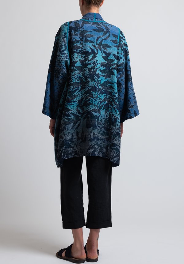 Mieko Mintz 4-Layer Twilight Print A-Line Jacket in Blue/Black	