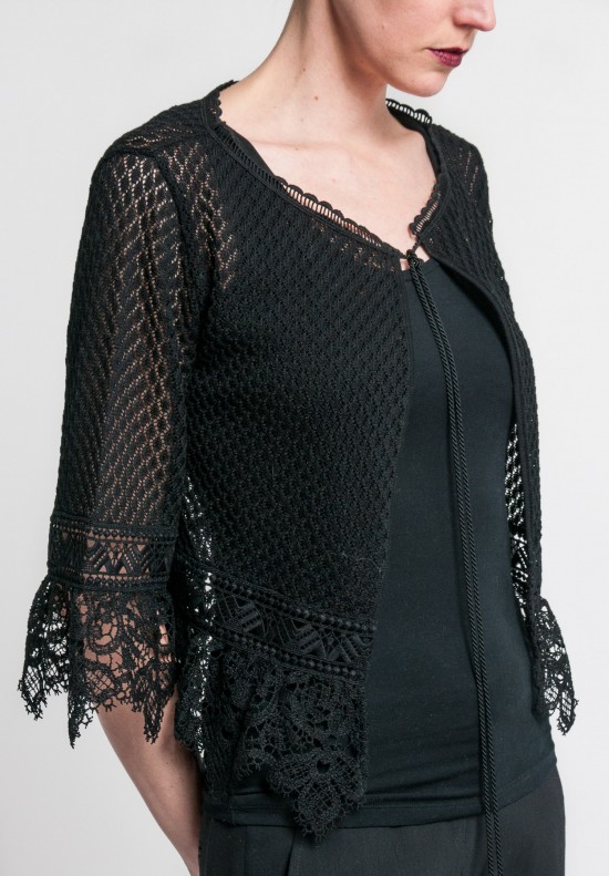 Alberta Ferretti Lace Cardigan in Black	