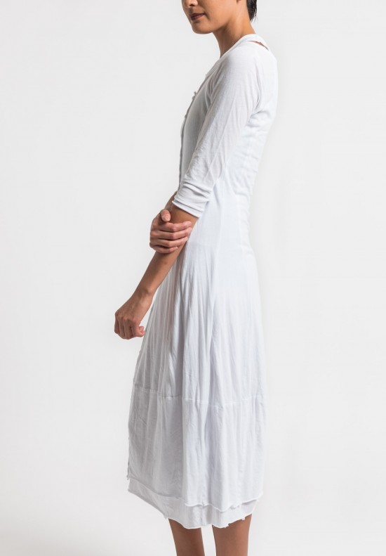 Rundholz Black Label 2-Layer Cotton Button Dress in White	