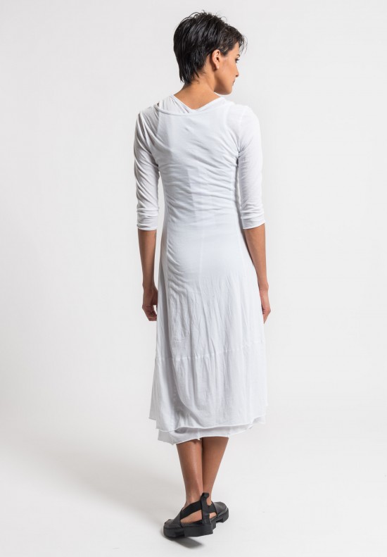 Rundholz Black Label 2-Layer Cotton Button Dress in White	