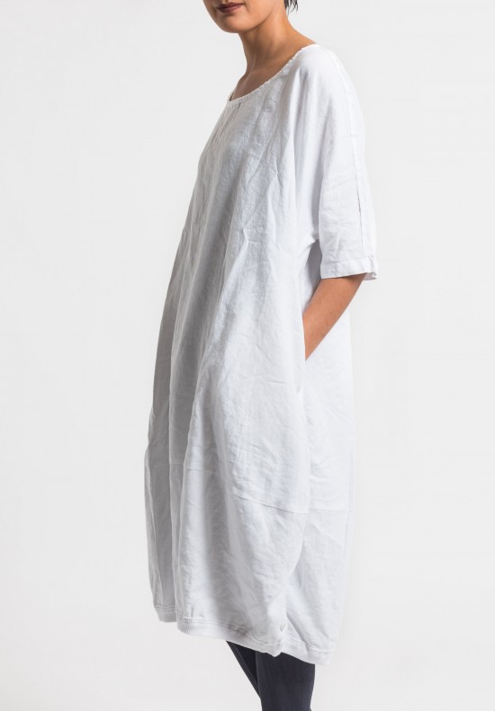 Rundholz Black Label Linen Oversized Dress in White	