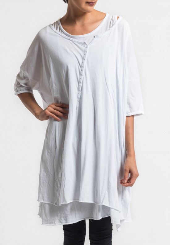 Rundholz Black Label 2-Layer Cotton Button Tunic in White	