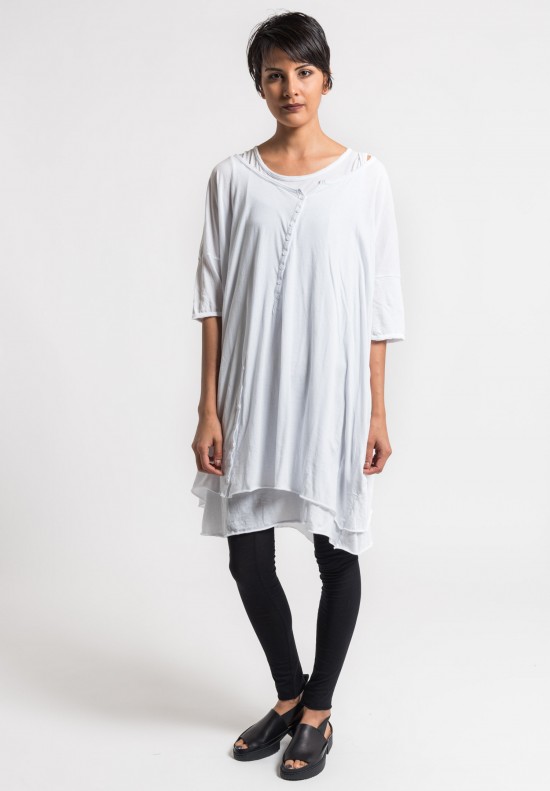 Rundholz Black Label 2-Layer Cotton Button Tunic in White	