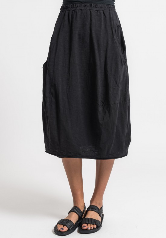Rundholz Black Label Cotton Circle Pocket Tulip Skirt in Black