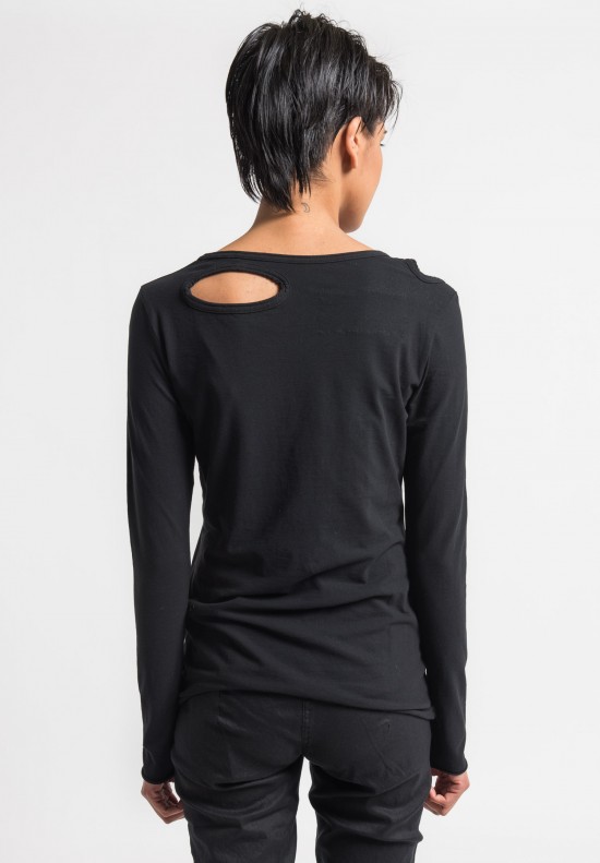 Rundholz Black Label Stretch Cotton Cut Out Top in Black
