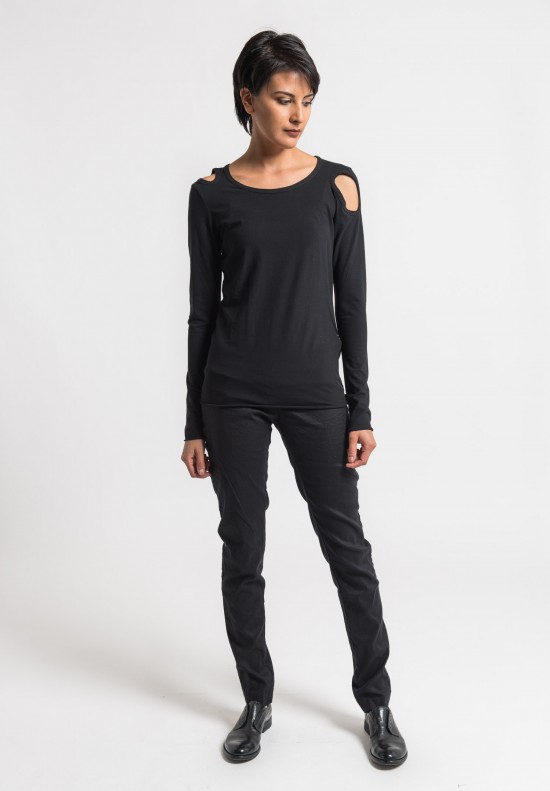 Rundholz Black Label Stretch Cotton Cut Out Top in Black