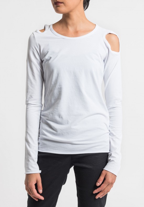 Rundholz Black Label Stretch Cotton Cut Out Top in White