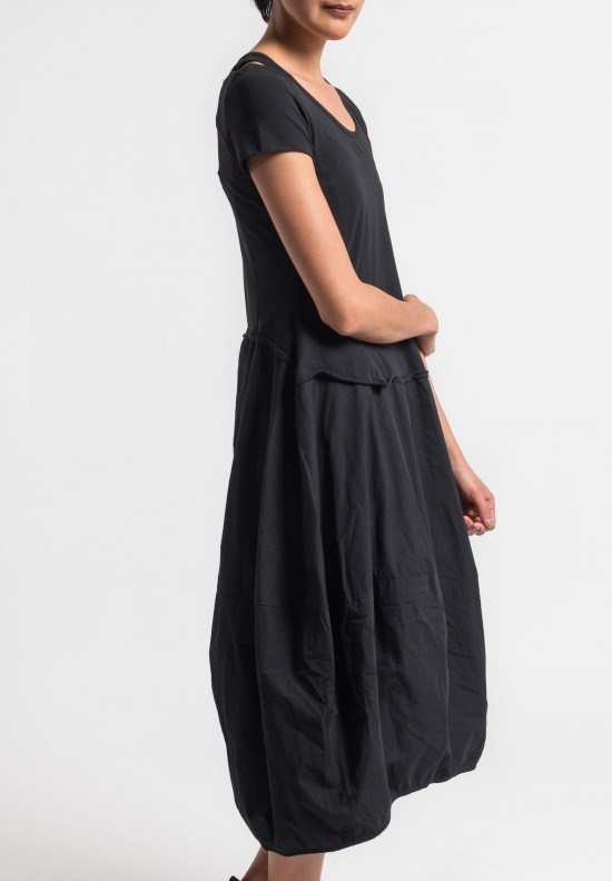 Rundholz Black Label Short Sleeve Cut Out Tulip Dress in Black