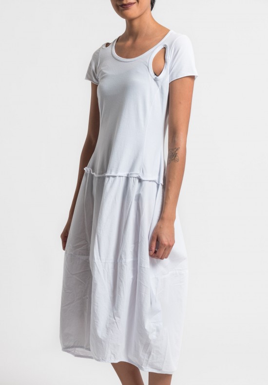 Rundholz Black Label Short Sleeve Cut Out Tulip Dress in White