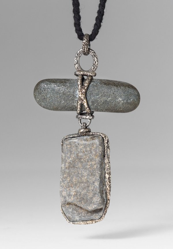 Lou Zeldis Sterling Silver & Grey Stones Necklace	