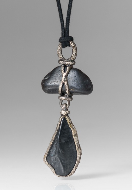 Lou Zeldis Sterling Silver & Black Stone Necklace	