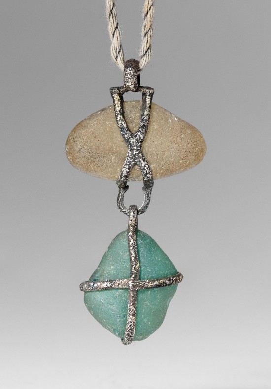 Lou Zeldis Sterling & Beach Glass Necklace	