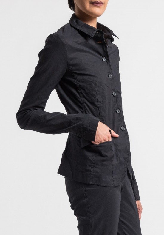 Rundholz Linen/Cotton Lightweight Jacket in Black	